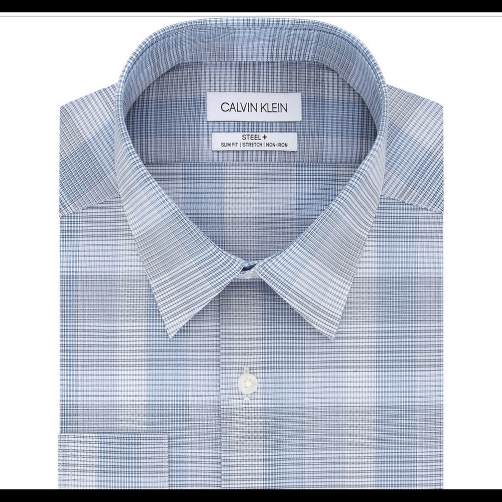CK Men’s STEEL Slim Fit Non-Iron Dress Shirt